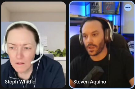Steven speaking while Steph Whittle listens during a one-on-one coaching call